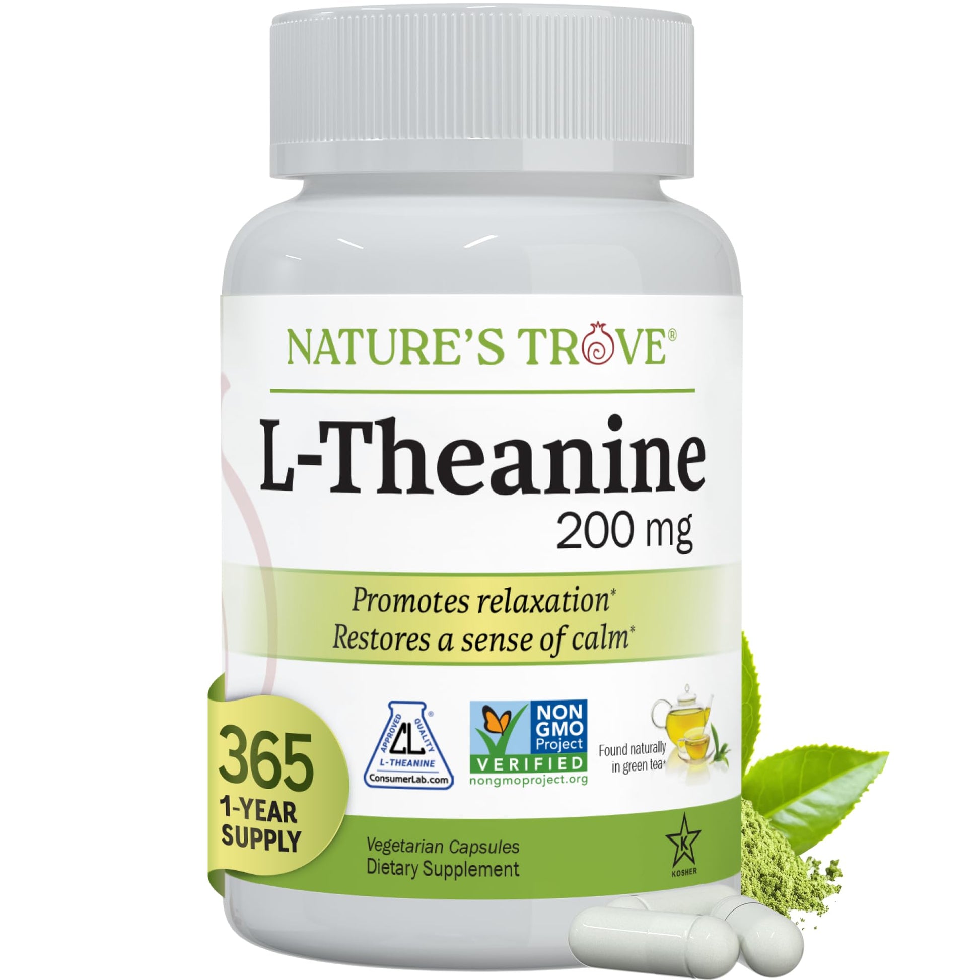 Buy now Nature's Trove L-Theanine 200mg 120 Vegetarian Capsules at indiglob india