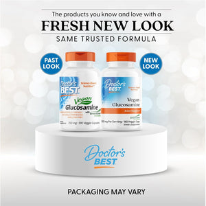 Doctor's Best Vegan Glucosamine Sulfate, Joint Support, Non-GMO, Vegan, Gluten Free, Soy Free, 750 mg 180 Veggie Caps