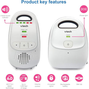 VTech Upgraded Baby Monitor with Rechargeable Battery, Long Range, Crystal-Clear Sound, and Alerts