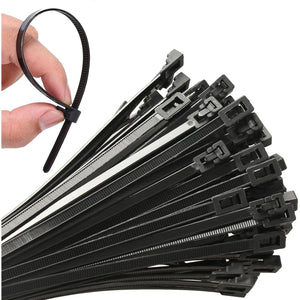 100Pcs 8 Inch Heavy Duty Industrial Zip Toes 40lbs Tensile Strength Releasable Black Tie Wraps Reusable Zip Toes Tie Straps For Garden Plant Secure Vine, Home Office