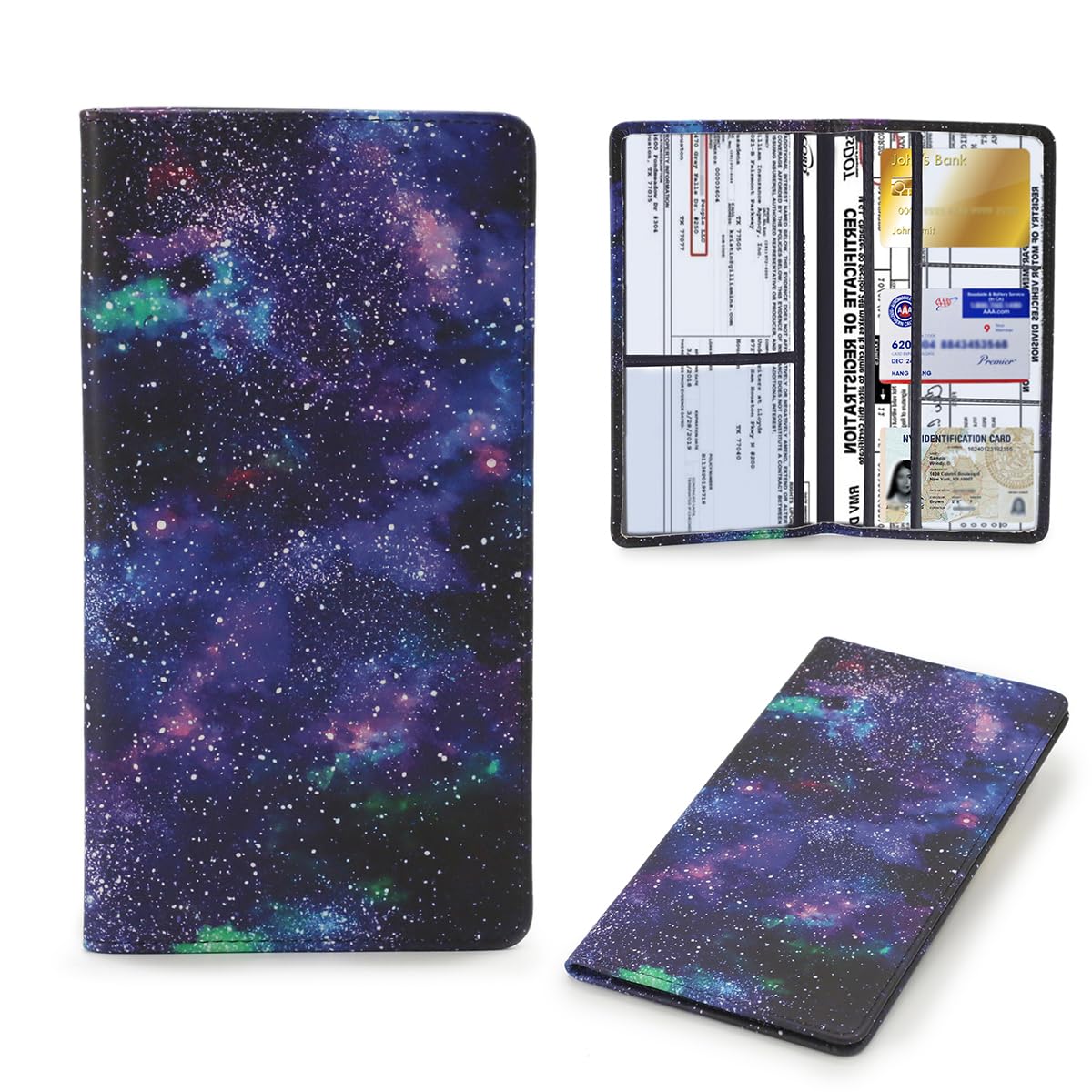 Buy now Leather Car Registration and Insurance Card Holder, Car Document Holder for Cards License with Magnetic Shut (Black, large) Purple at indiglob india
