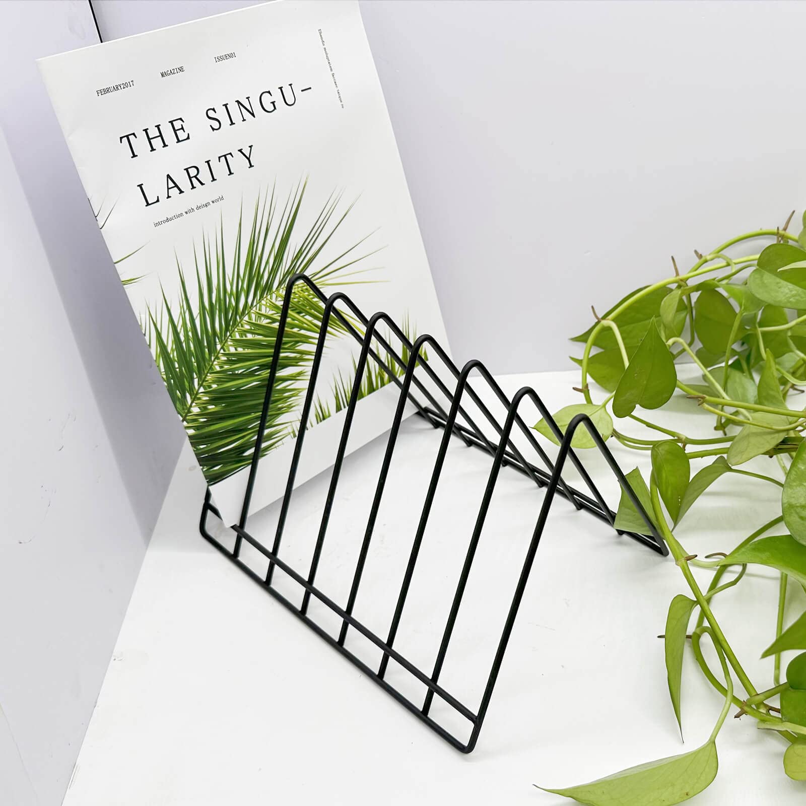 Buy now File Organizer-Metal Newspaper Holder-Magazine File Storage-Desktop Storage Book Rack-File Folder Holders-Office Products(Black at indiglob india