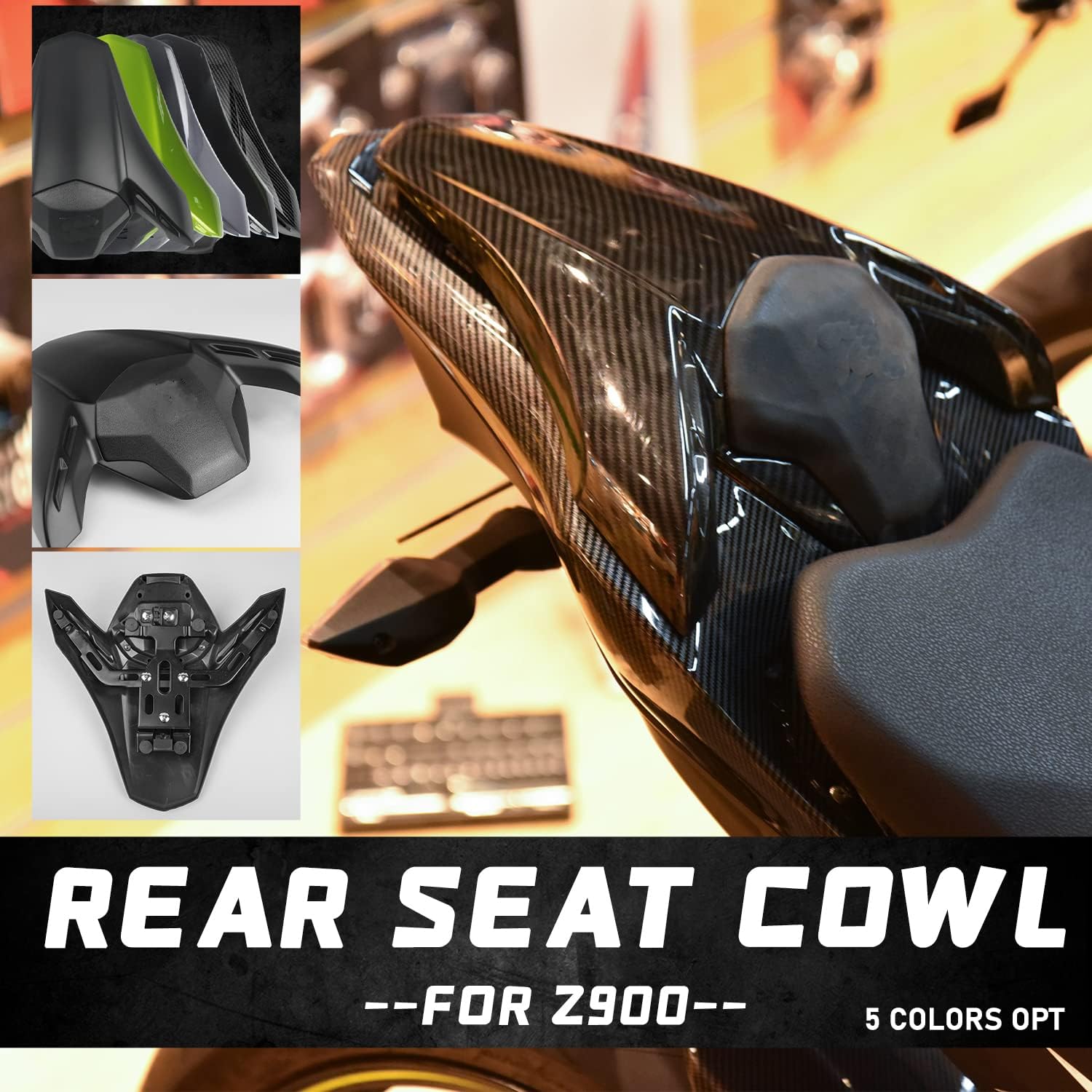Buy now Motorcycle Z 900 Rear Passenger Pillion Solo Seat Cowl Cover Fairing Tail Section for K.awasaki Z900 Z-900 ABS Motorbike Accessories Parts 2017 2018 2019 2020 2021 2022 2023 2024 17-24(Carbon Look) at indiglob india
