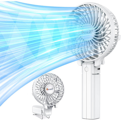 VersionTECH. Portable Handheld Fan, Powerful+Durable+4000mAh+180° Foldable, Mini Table Fans with USB Rechargeable Battery Operated Cooling Accessories for Personal Use, Travel, Office Black