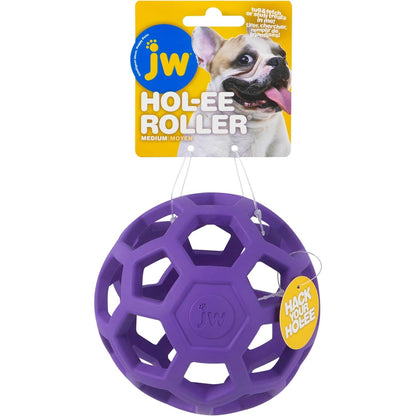 JW Pet Hol-ee Roller Dog Toy Puzzle Ball, Natural Rubber, Large (5.5 Inch Diameter), Colors May Vary