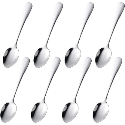 dcieiosul Gold Plated Stainless Steel Mini Coffee Espresso Spoon, Tableware Flatware Dessert Teaspoons Small Soup Spoons Set of 8, 4.9 inch Specialty Demitasse Stirring Spoons (Gold spoons)