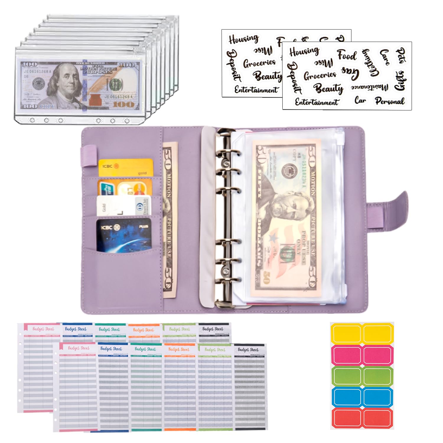 Buy now NICOOTHBudget Binder Cash Envelopes A6 Money Saving Binder with Zipper envelopes (Purple) at indiglob india