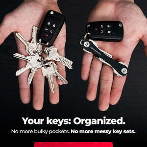 KEYSMART Key Holder for Keychain - Compact Key Organizer for Key Chain, Minimalist Clutter-Free EDC Keychains, Key Ring for Car Fobs Key Chains, Expandable (Up to 8 Keys, Black Flex)