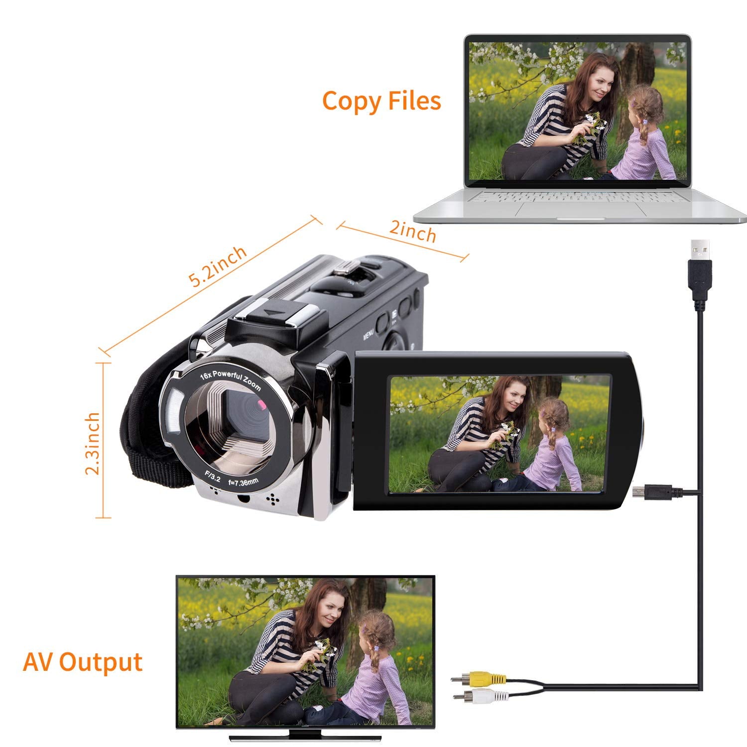 Buy now Video Camera Camcorder Digital Camera Recorder Full HD 1080P 15FPS 24MP 3.0 Inch 270 Degree Rotation LCD 16X Zoom Camcorder with 2 Batteries(604s) at indiglob india