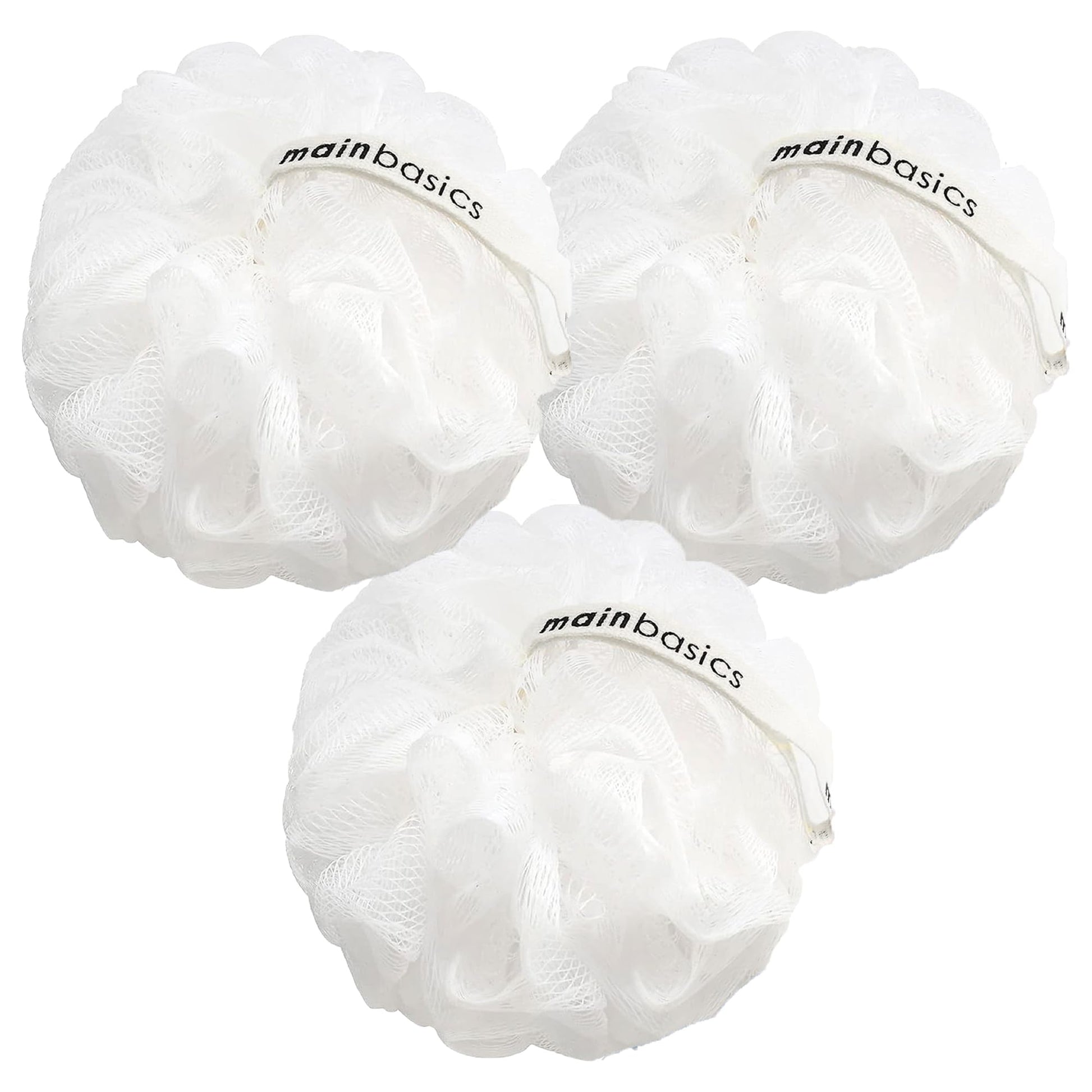Buy now MainBasics Seaweed Infused Bath Shower Loofah Sponge Pouf Body Wash Scrubber (Set of 3) at indiglob india