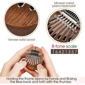 Mr.Power Cute Kalimba Marimba Portable Finger Thumb Piano for Beginners (8 Keys, Natural Wood)