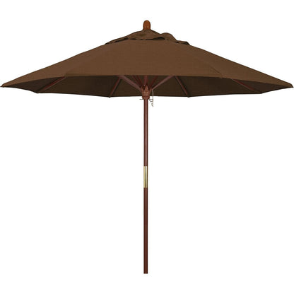 California Umbrella 9' Round Hardwood Frame Market Umbrella, Stainless Steel Hardware, Push Open, Navy Blue Olefin