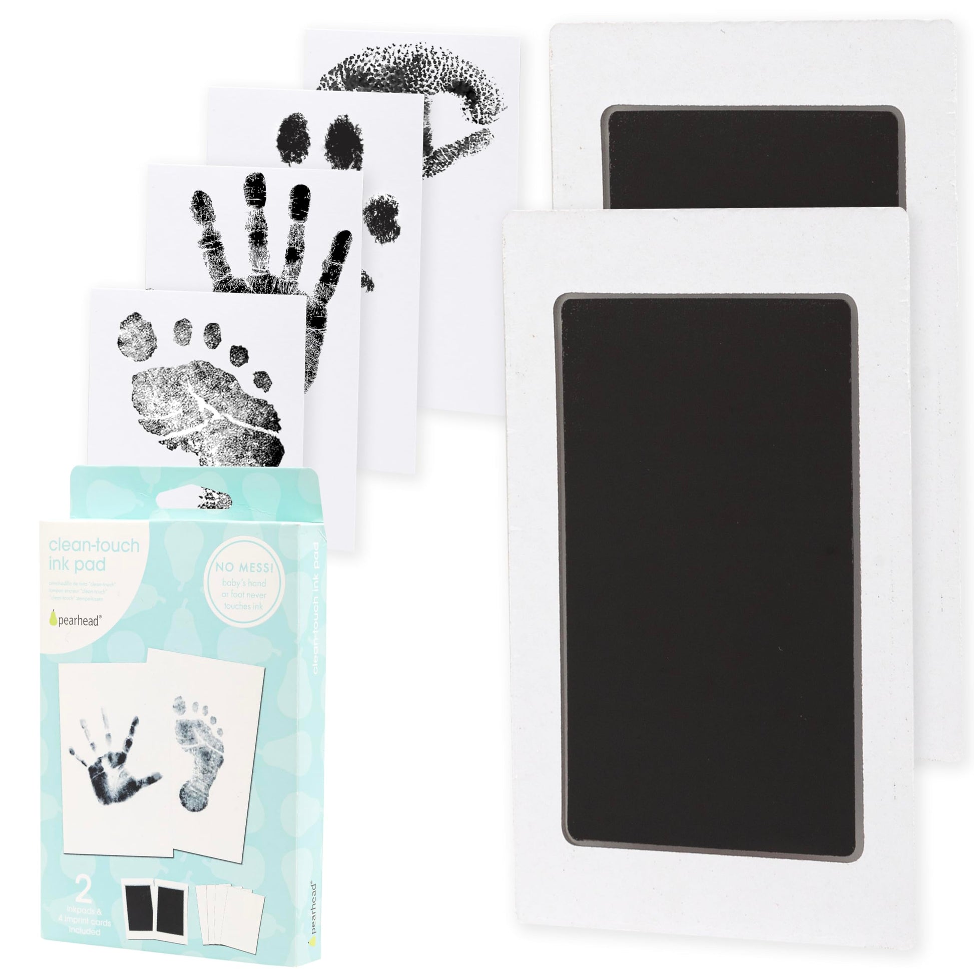 Buy now Pearhead Newborn Baby Handprint and Footprint Kit - No Mess Clean-Touch Ink Pad With Impression Cards, Safe for Skin, Perfect Keepsake for Family, Acid-Free, Black Black 2-Pack at indiglob india