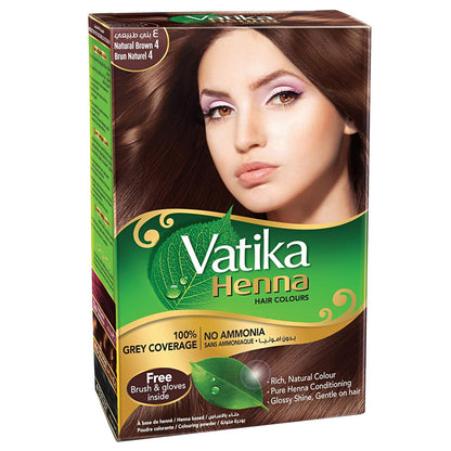 Dabur Henna Hair Color - Dark Brown, Henna Hair Dye and Conditioner, Ammonia Free, 100% Grey Coverage, 6 Sachets X 10g