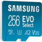 SAMSUNG EVO Select Micro SD-Memory-Card + Adapter, 256GB microSDXC 130MB/s Full HD & 4K UHD, UHS-I, U3, A2, V30, Expanded Storage for Android Smartphones, Tablets, Nintendo-Switch (MB-ME256KA/AM)