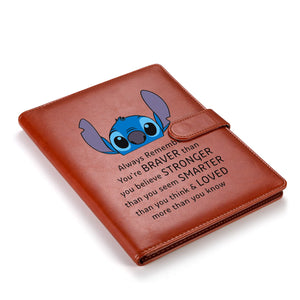 Buy now Stitch Gifts Stitch Leather Portfolio Folder A5 Size Ohana Gift Document Folder Inspirational Quote Gift for Son Daughter Always Remember You are Braver Than You Believe (A4 Portfolio Brown) at indiglob india
