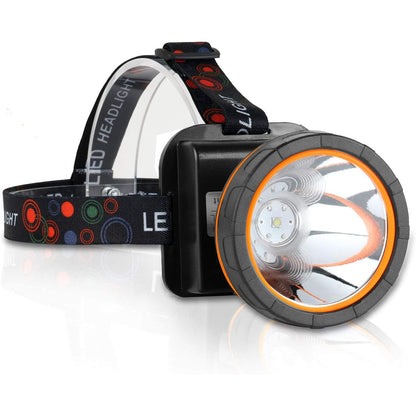 Super Bright Coon Hunting Light, Rechargeable LED Headlamp with 2 Light Modes, Waterproof Adjustable Hard Hat Headlight, Gold Miner Style Torch for Hunting, Fishing, Hiking, Camping, Outdoor Adventure