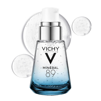 Vichy Mineral 89 Booster, Pure Hyaluronic Acid Serum for Face with Volcanic Mineral Water for Skin Barrier Repair, Plumps & Hydrates, Lightweight Moisturizing Gel, Oil-Free, Non-Sticky