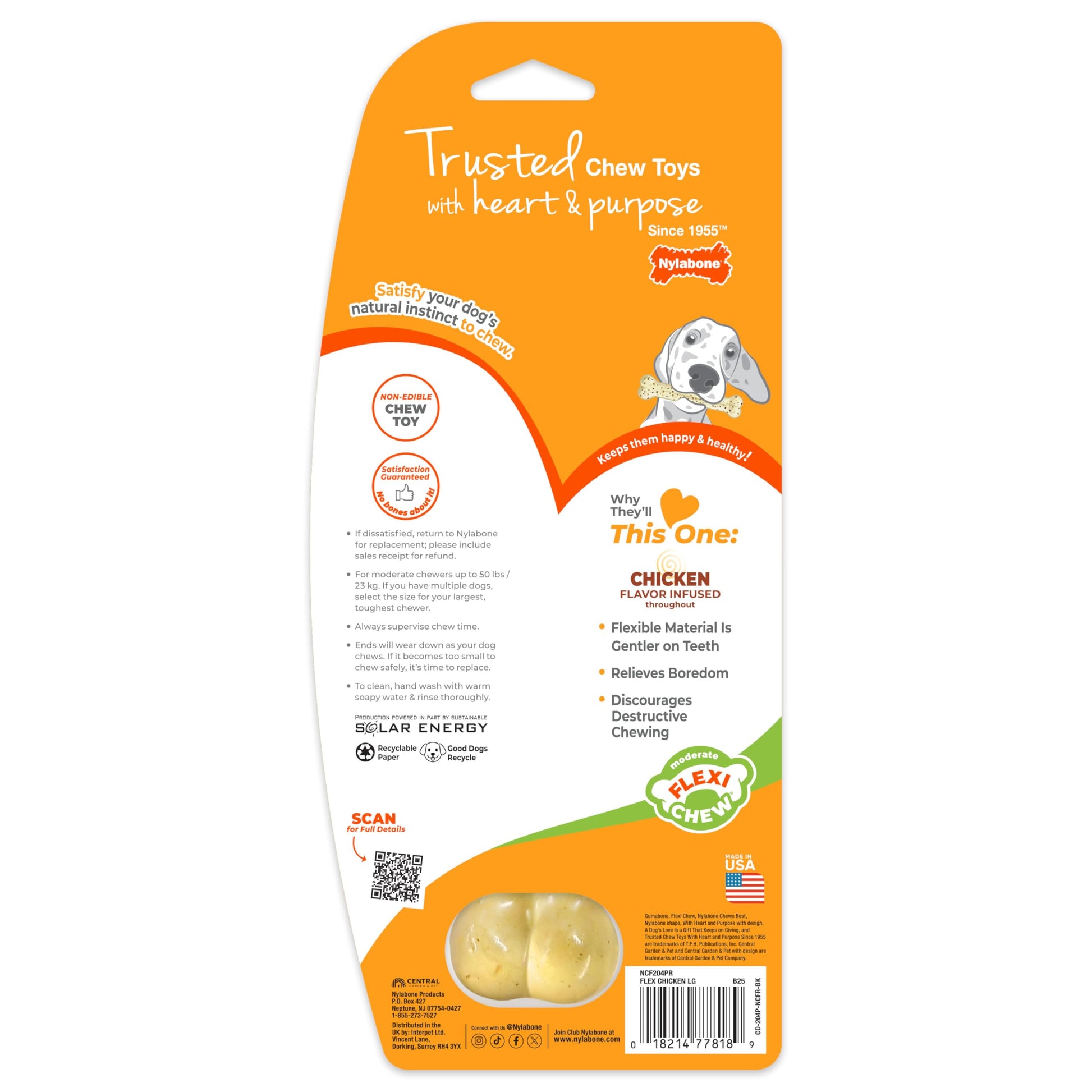 Buy now Nylabone Original Bone Flexi Chew Toy for Dogs, Flexible Dog Toys for Moderate Chewers, Chicken Flavor, Large/Giant, 1 Count at indiglob india
