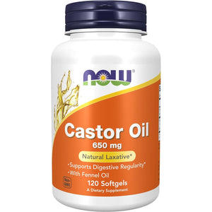 NOW Foods Supplements, Castor Oil 650 mg with Fennel Oil, Natural Laxative*, 120 Softgels
