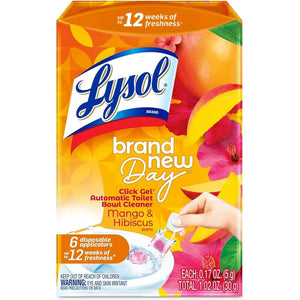 Lysol Click Gel Automatic Toilet Bowl Cleaner, Toilet Gel Stamp, Toilet Freshener, Bathroom Essentials, Refreshing Mango & Hibiscus Scent, 6 Count (Pack of 1)