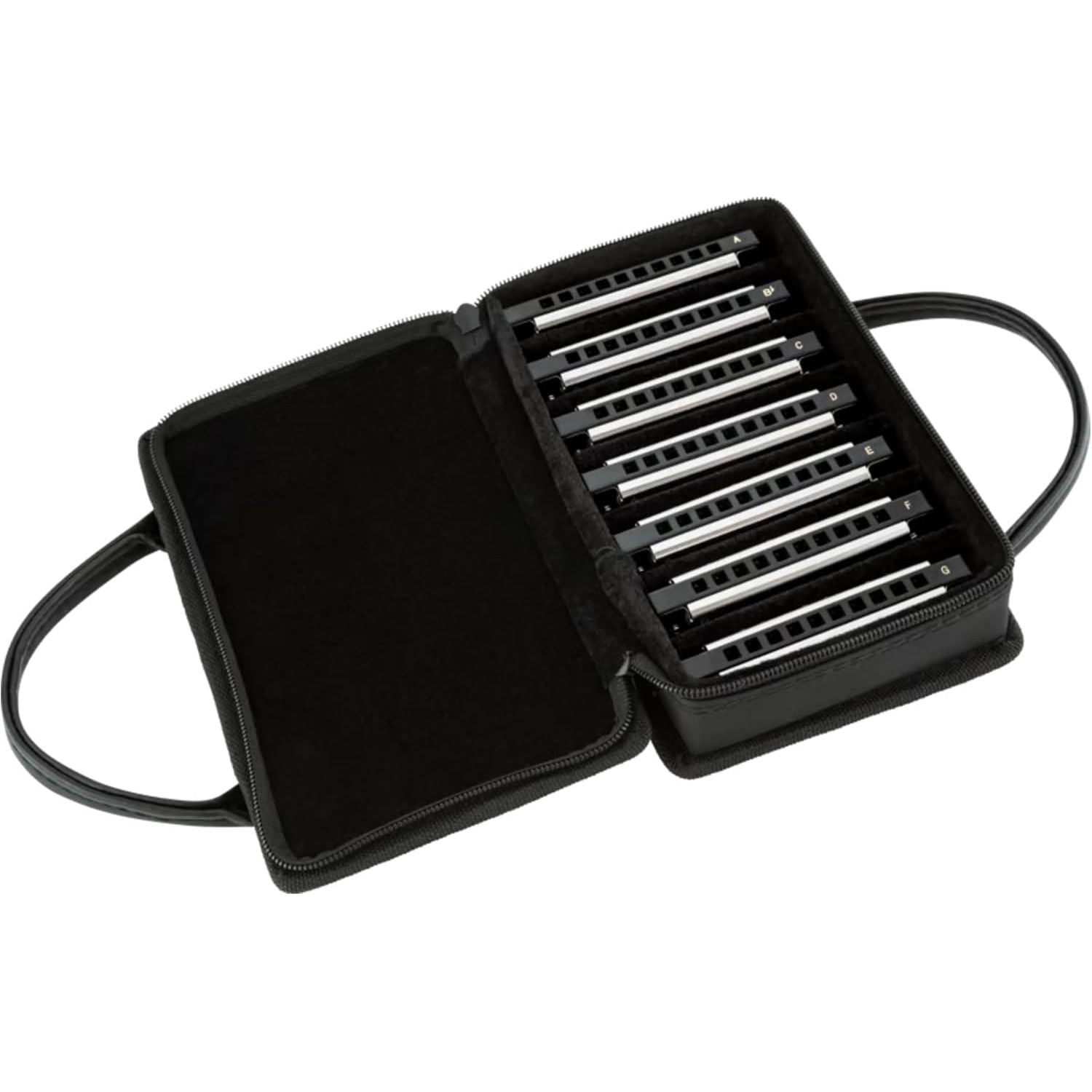 Buy now Fender Blues Deluxe Harmonica, Stocking Stuffers, Guitar Accessories, Pack of 7 with case (Keys C, G, A, D, F, E, B Flat) at indiglob india