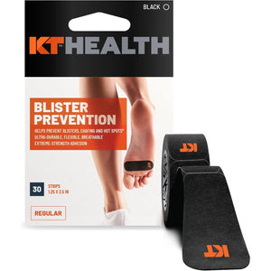 KT Health Blister Prevention Tape – 30 Precut Strips for Blister Protection, Strong Adhesive, Dermatologist Tested, Ideal for Athletes and Active Lifestyles – Black
