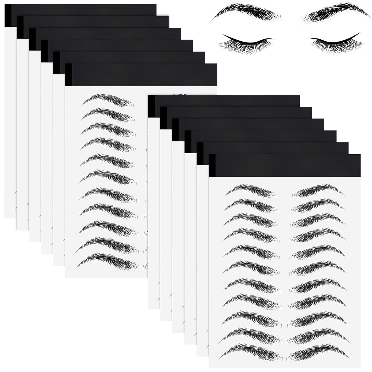 Maitys 12 Sheets 108 Pairs 4D Hair Like Waterproof Eyebrow Tattoos Stickers Temporary Transfer Brows Decal Peel off Fake Eyebrow Sticker Instant Authentic Brow Decal for Women(Classic Style)