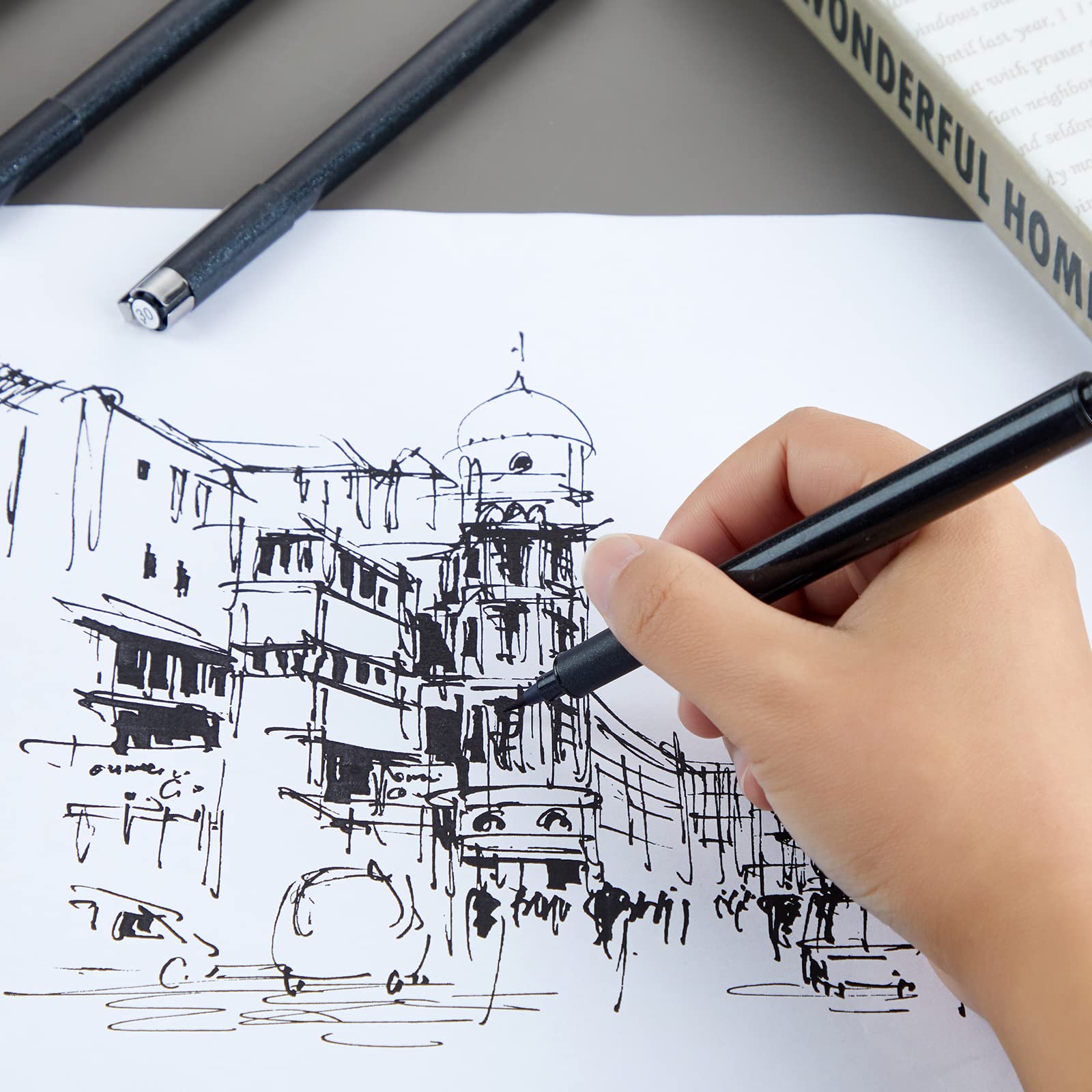 Buy now TWOHANDS Art Pens,Fineliner Ink Pens,Set of 12 Technical Drawing pen,Pigment Pen,Fine Point,Black,Waterproof,for Art Watercolor,Sketching,Anime,Manga, 902188 at indiglob india