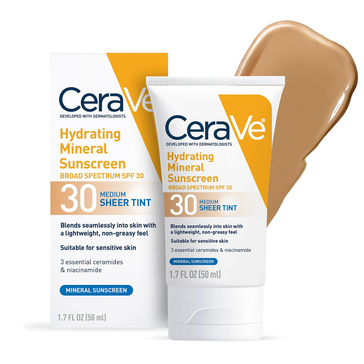 Buy now CeraVe Hydrating Mineral Sunscreen SPF 30 with Sheer Tint, Tinted Mineral Sunscreen with Zinc Oxide & Titanium Dioxide, Blends Seamlessly For Healthy Glow, Deep, 1.7 Oz at indiglob india