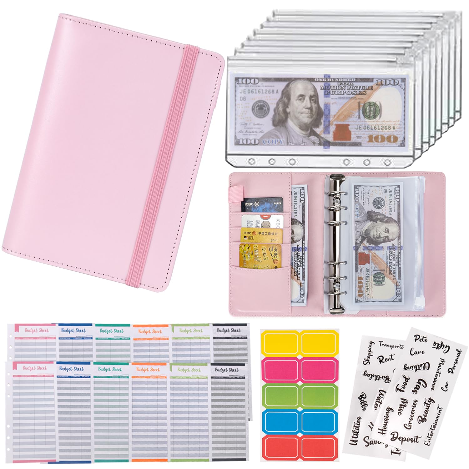 Buy now NICOOTHBudget Binder Cash Envelopes A6 Money Saving Binder with Zipper envelopes (Purple) at indiglob india