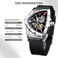 FORSINING Skeleton Watches for Men, Automatic Mechanical Watch with Triangle Dial, Luminous Self Winding Watches Stainless Steel Bracelet or Soft Silicone Strap