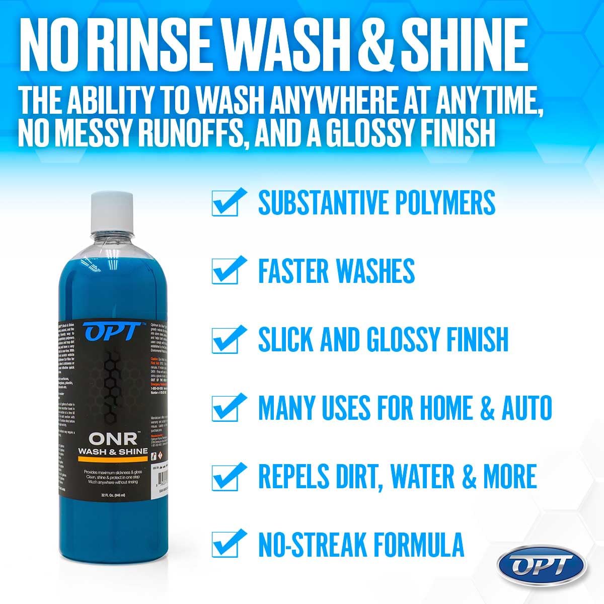 Buy now Optimum No Rinse Wash and Shine Version 5 - ONR Rinseless Car Wash Soap for Auto Detailing, Use On Paint, Ceramic Coatings, Glass, Interior (8 oz) at indiglob india