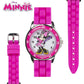 Minnie Mouse Time Teacher Watch for Girls - Analog Time Learning with Easy-to-Read Numbers and Comfortable Silicone Band
