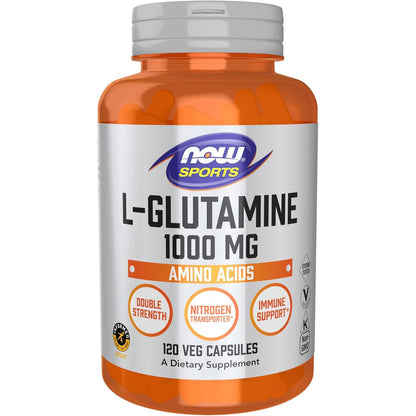 NOW Foods Sports Nutrition, L-Glutamine, Double Strength 1,000 mg, Amino Acid, 120 Veg Capsules