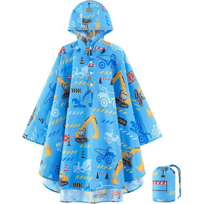 WAWSAM Lightweight Kids Rain Poncho Reusable Toddler Raincoat Waterproof Rain Jacket