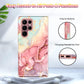 Btscase Case for Samsung Galaxy S22 Ultra 5G, Marble Pattern 3 in 1 Heavy Duty Shockproof Full Body Rugged Hard PC+Soft Silicone Drop Protective Women Girl Covers, Rose Gold