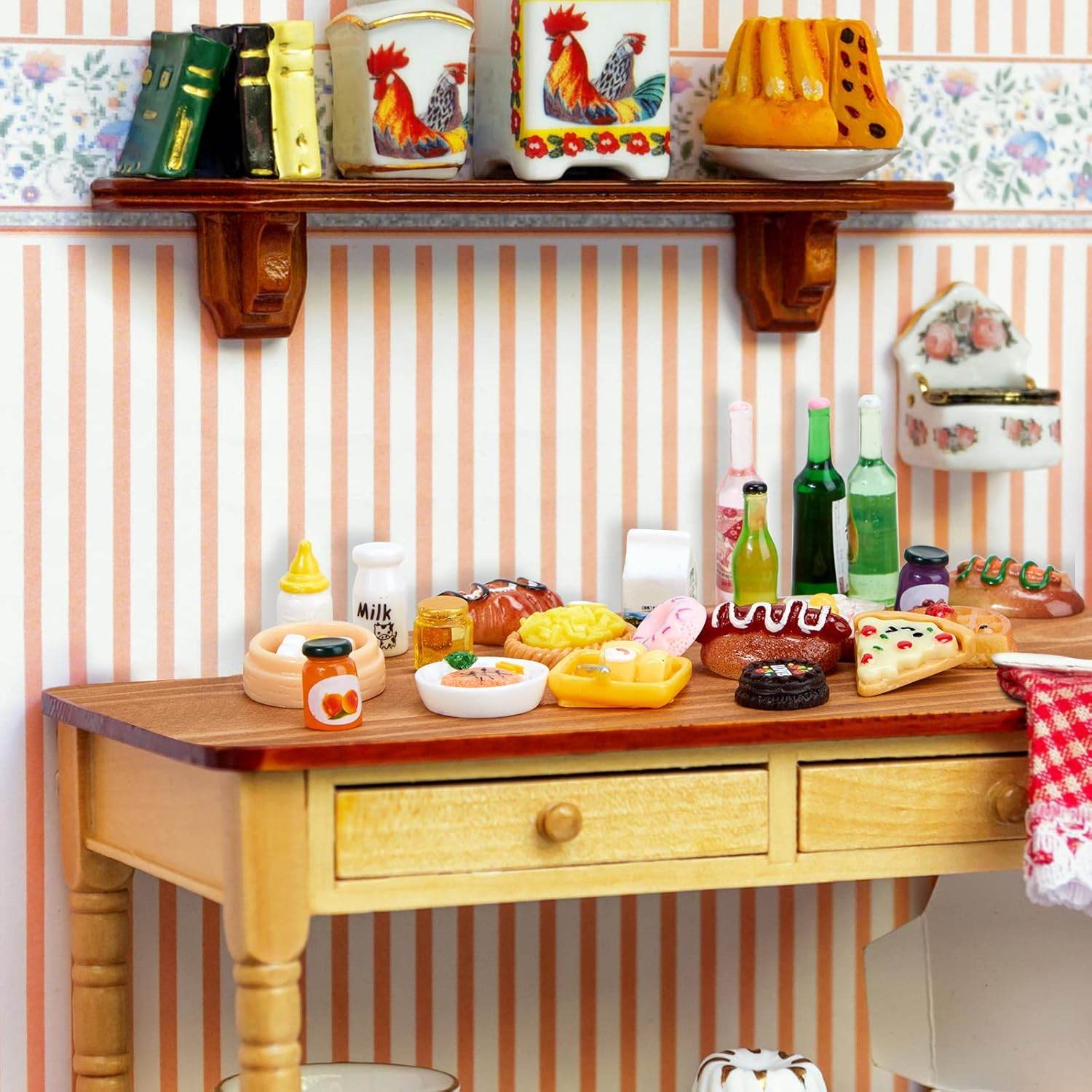 150 Pieces Miniature Food Dollhouse Miniature Food Drink Bottle Toy Assorted Pretend Foods Dollhouse Accessories Mixed Resin Kitchen Food Toy Hamburger Cake Ice Cream Pizza Bread for Adults Teenagers - My Store