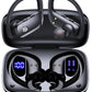 Buy now bmani Ear Buds Wireless Earbuds Bluetooth Headphones with 80H Playtime LED Display Case, Over-Ear Hook with Mic, Stereo Sound, Easy Button Controls, Sports Earphones for Running Workout Gym Black AI Buds Pro Black at indiglob india