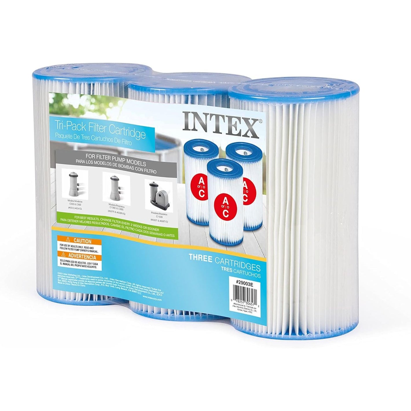 INTEX 29003E Type A Pool Filter Cartridge: For INTEX Filter Pumps – Easy-To-Clean – Dacron Paper – Efficient Filtration – Three Pack