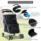 HCY Double Pet Stroller for Cats & Dogs - 4 Wheels, Lightweight, Waterproof for Travel & City Walk (Black)
