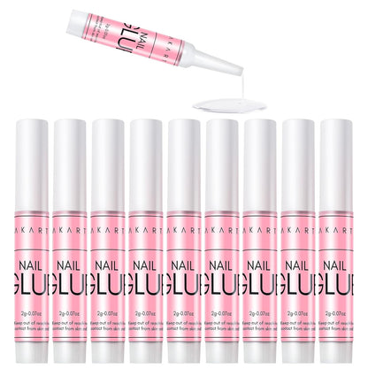 Makartt Super Strong Nail Glue for Press On Nails: Professional Acrylic Nails Nail Adhesive Bond Nail Tips Glue for Stick On Nails Long Lasting Nail Glue for Fake Nails Broken Nails Repair 10Pcs