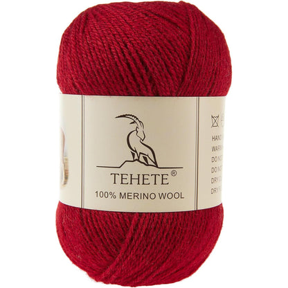 TEHETE 100% Merino Wool Yarn for Knitting 3-Ply Luxury Warm Soft Lightweight Crochet Yarn(Ginger,1Ball)