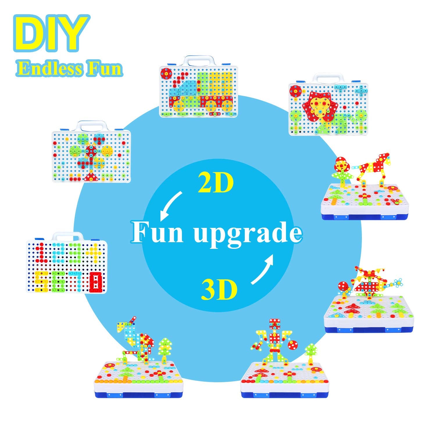 Buy now HAPTIME Design and Drill Toy, Building Toys for Kids Ages 3-8,STEM Toys for 3 4 5 6 Year Old,193 Pcs Electric Drill Toy,Magic Montessori Play Toolbox for Toddler Boys Girls Preschool at indiglob india