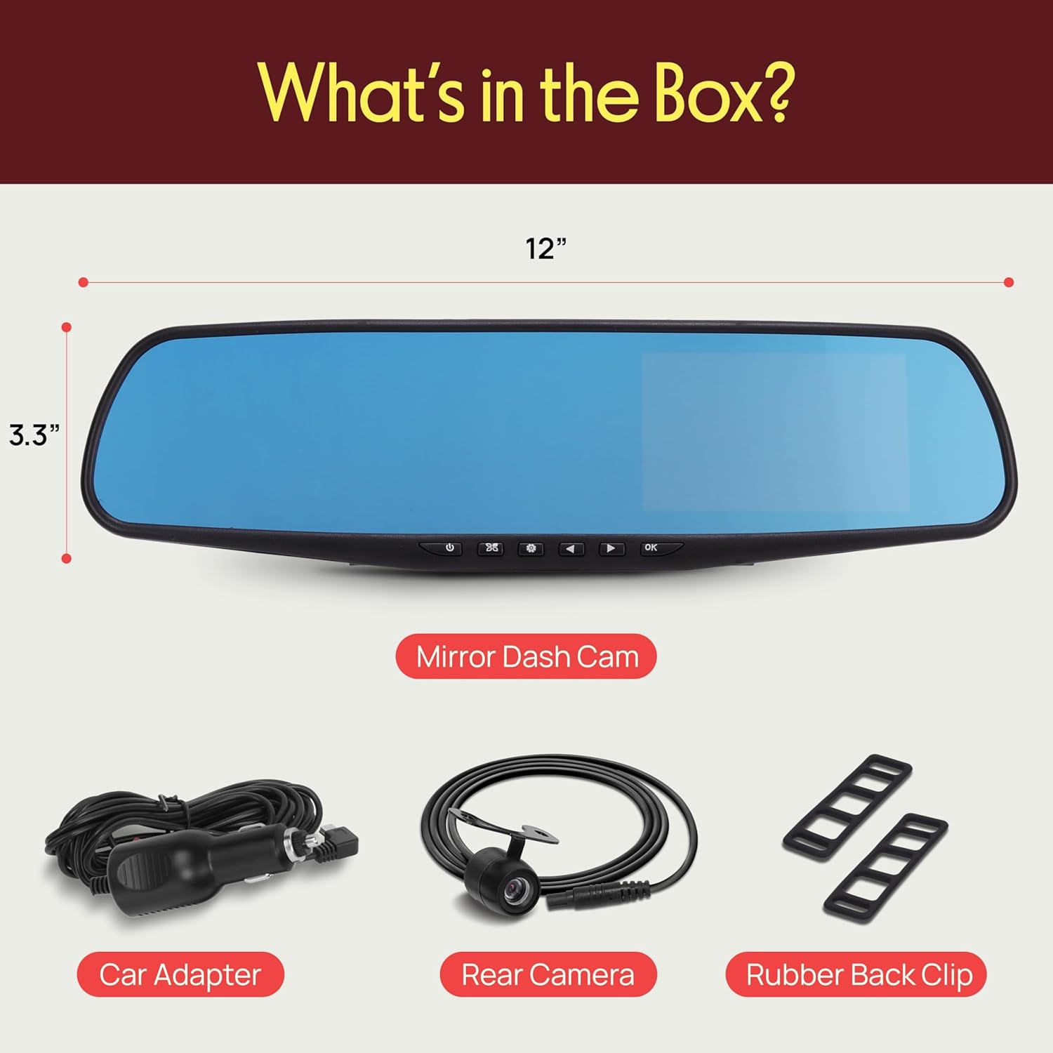 Buy now Pyle Dash Cam Front and Rear - HD 720p Dual Camera Car Video System with Rearview Mirror Attachment, Waterproof Backup Cam, 4.5’’ Display, G-Sensor, DVR Recording, Easy Plug-and-Play Setup at indiglob india