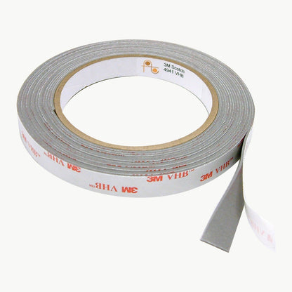 3M 4941 VHB Double-Sided Acrylic Foam Tape, 45 mil, 0.5" x 5 Yards (Dark Grey)