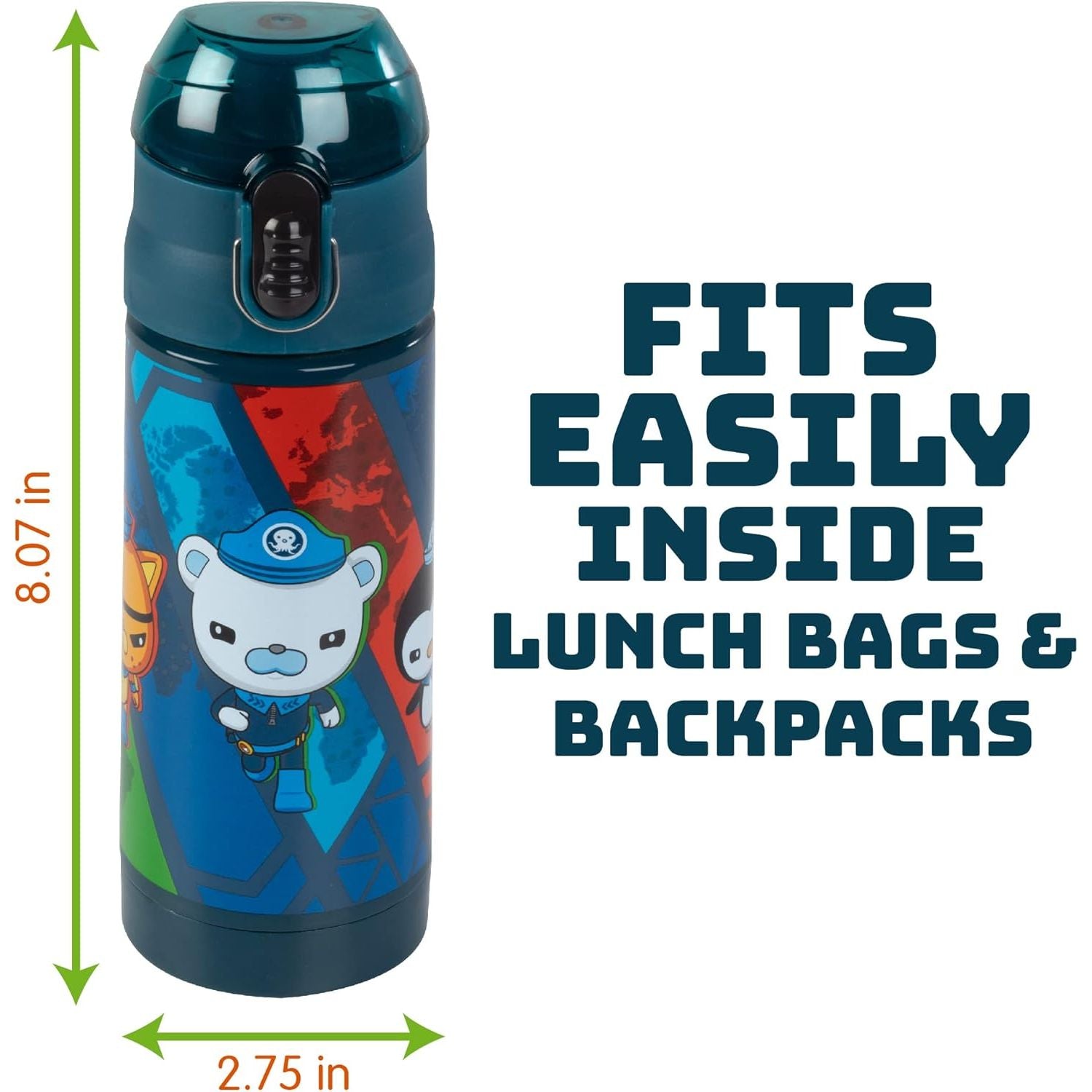 Buy now Octonauts Above & Beyond Stainless Steel 13 oz Reusable Water Bottle for Kids, Blue- Double Wall Insulated, Spill Proof Lid w/Built-in Straw-Keep Liquids Hot or Cold For Hours- Fits Most Lunch Bags at indiglob india