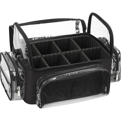 Makeup Brush Case Stand-up Makeup Cup Travel Professional Cosmetic Bag Artist Storage Bag Large Makeup Brush Bag with Adjustable Divider (Large, Black)