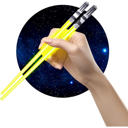 Lightsaber Chopsticks Light Up - LED Glowing Light Saber Star Wars Chop Sticks - Reusable Sushi Lightup Sabers Chopstick Set Of 1 Blue Pair