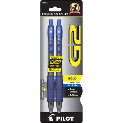 Pilot G2 Premium Gel Pens, Black Pens, Bold Point 1 mm, 2 Black
